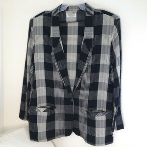 Vintage Alfred Dunner Black & White Check Blazer Womans Size 18 Made in the USA